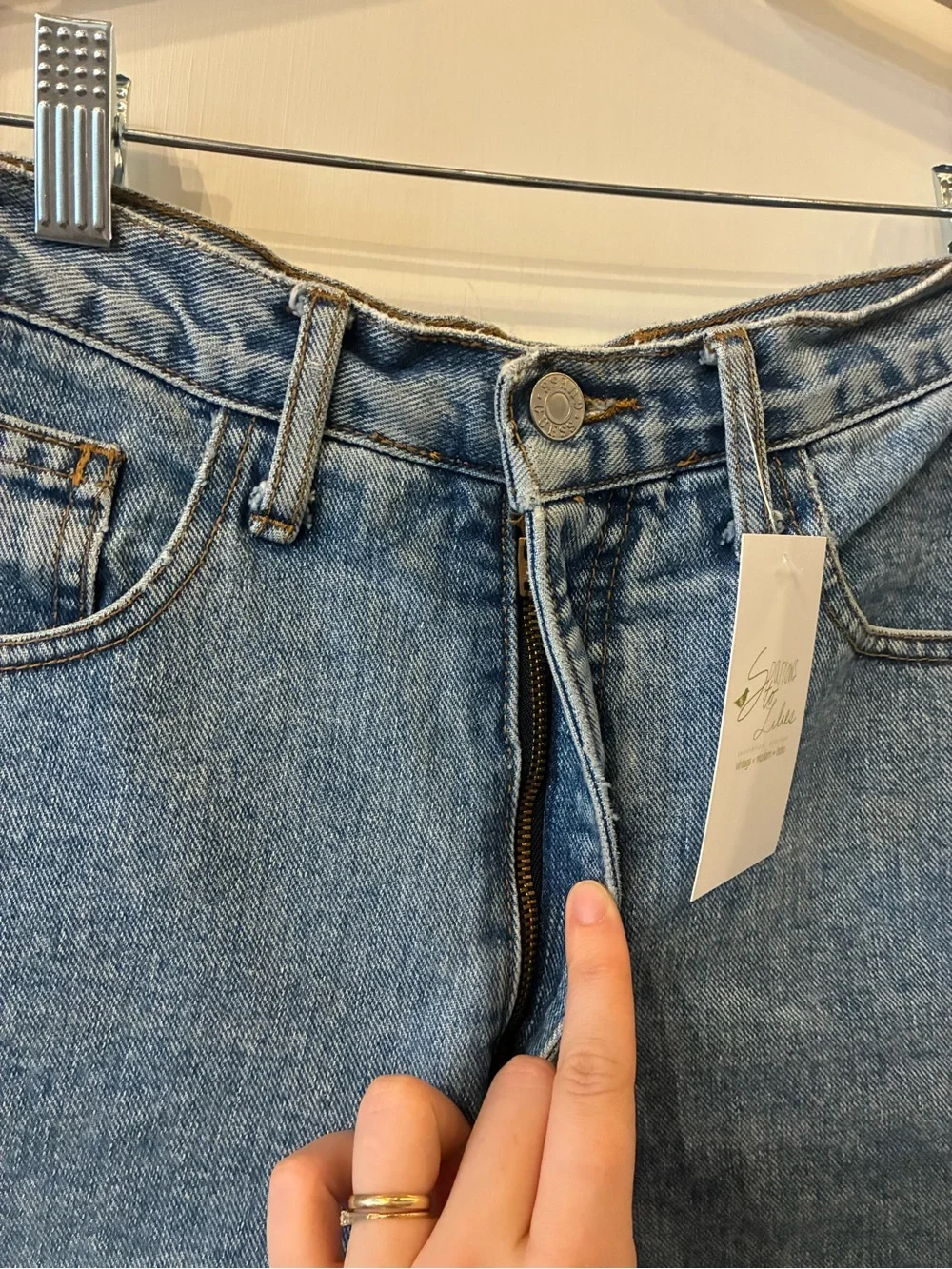 Guess Light Blue Rolled Hem Denim Shorts
